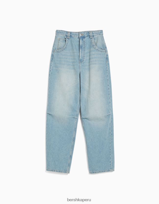 azul claro Bershka unisexo jeans anchos con corte globo 806J6B3917