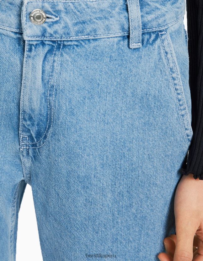 azul claro Bershka unisexo jeans cargo con múltiples bolsillos 806J6B3914