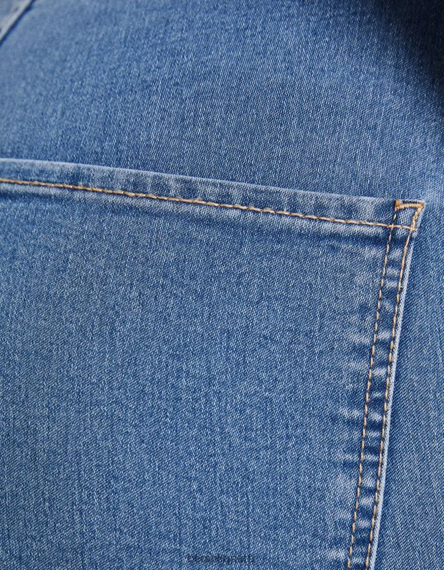 azul claro Bershka unisexo leggins de mezclilla con tiro superalto 806J6B3935