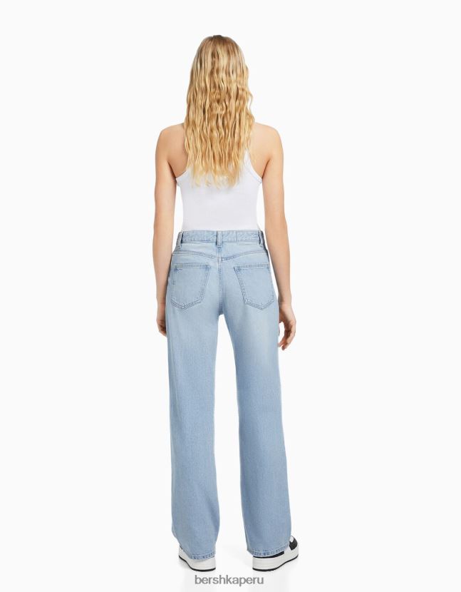 azul claro Bershka unisexo vaqueros anchos rotos de los 90 806J6B3956