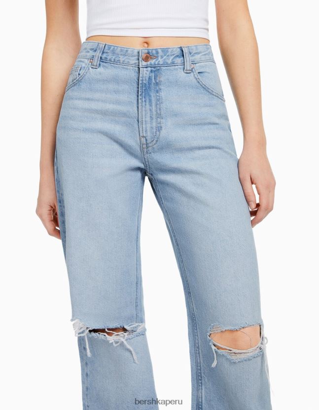 azul claro Bershka unisexo vaqueros anchos rotos de los 90 806J6B3956