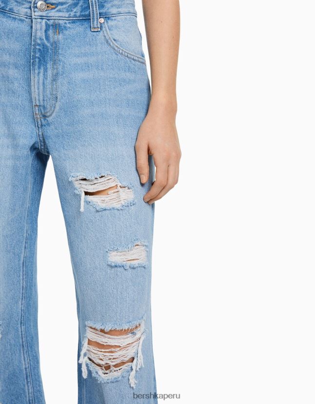 azul claro Bershka unisexo vaqueros anchos rotos de los 90 806J6B3985