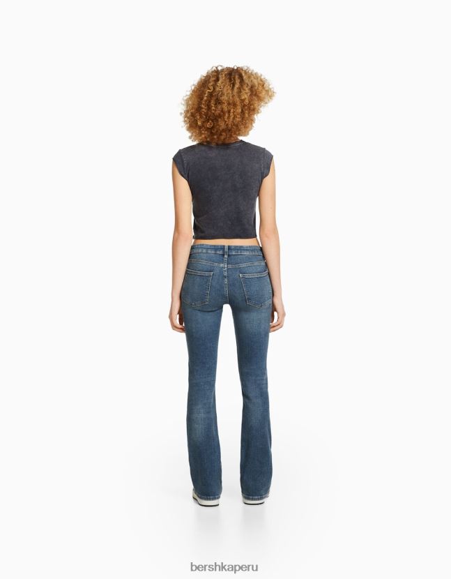 azul claro Bershka unisexo vaqueros boot-cut de cintura baja 806J6B3953