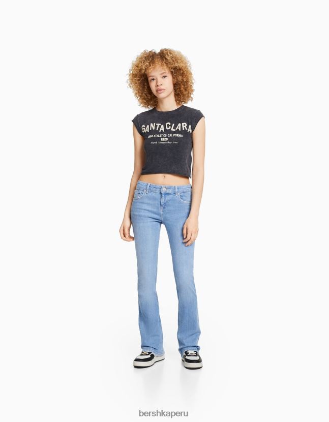 azul claro Bershka unisexo vaqueros boot-cut de cintura baja 806J6B3954