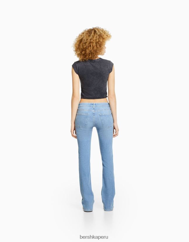 azul claro Bershka unisexo vaqueros boot-cut de cintura baja 806J6B3954