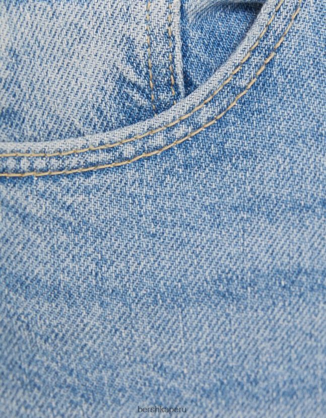azul claro Bershka unisexo vaqueros confort con abertura lateral 806J6B3995