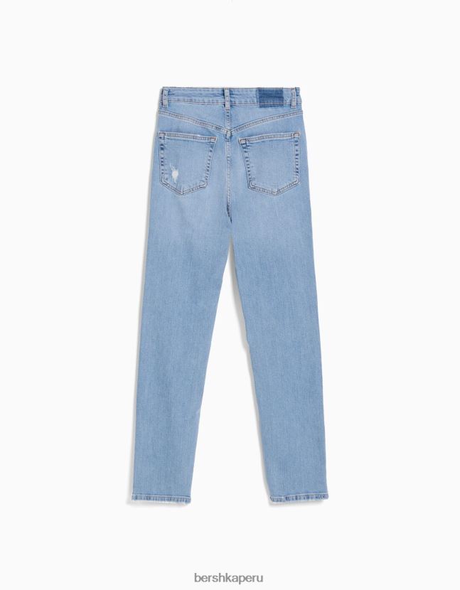 azul claro Bershka unisexo vaqueros mom fit con rotos 806J6B3959