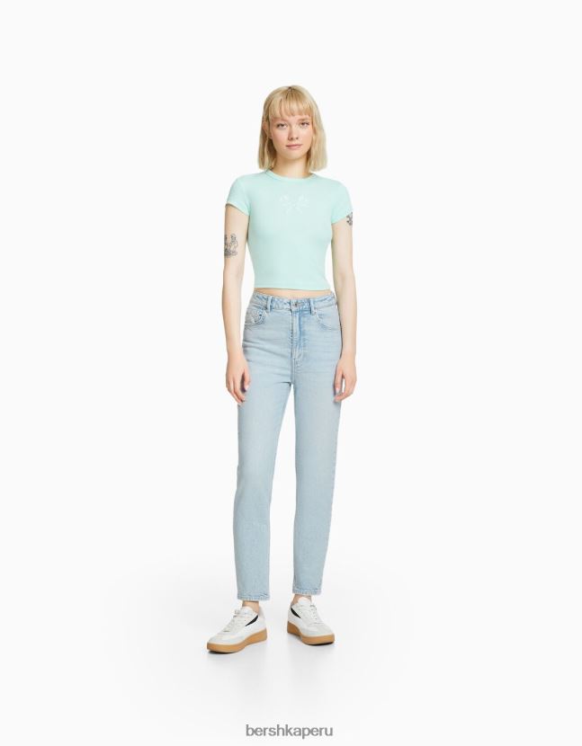 azul claro Bershka unisexo vaqueros mom slim de corte cómodo 806J6B3919