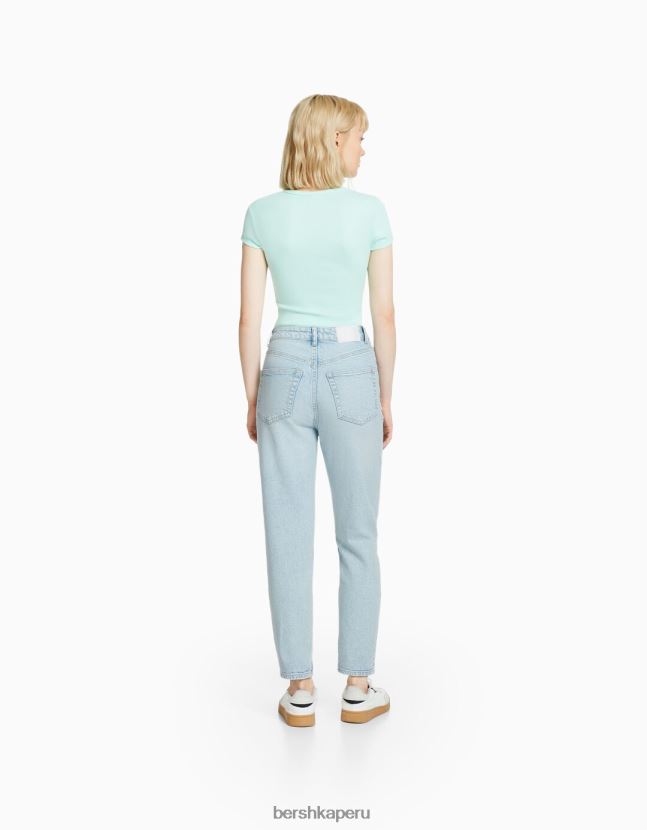azul claro Bershka unisexo vaqueros mom slim de corte cómodo 806J6B3919