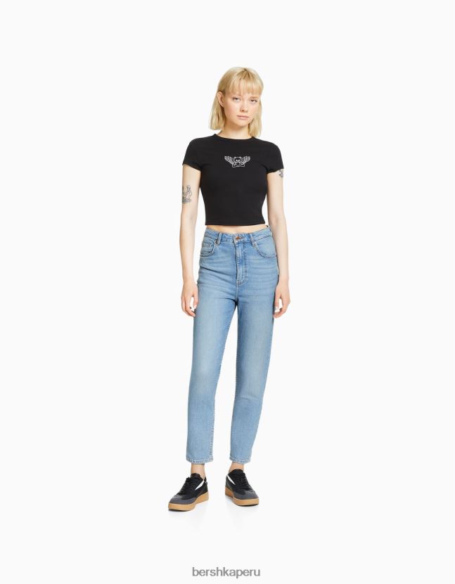 azul claro Bershka unisexo vaqueros mom slim de corte cómodo 806J6B3920