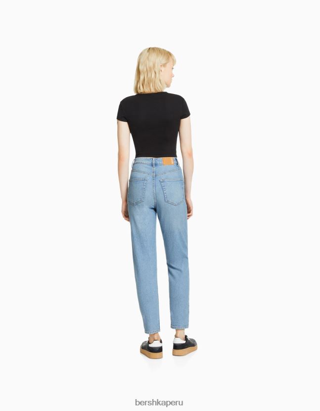azul claro Bershka unisexo vaqueros mom slim de corte cómodo 806J6B3920