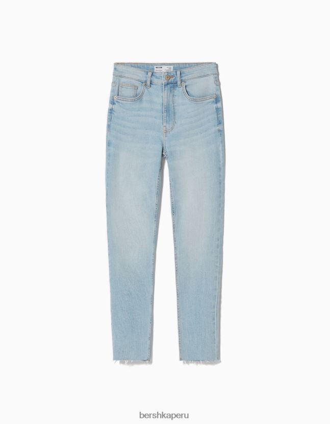 azul claro Bershka unisexo vaqueros pitillo de tiro alto 806J6B3969