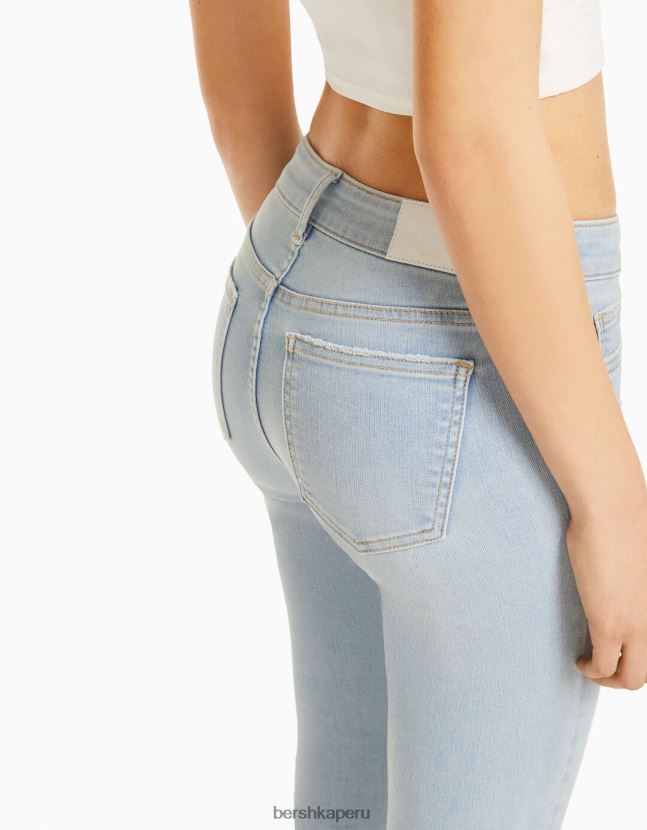 azul claro Bershka unisexo vaqueros pitillo vintage de tiro bajo 806J6B3973