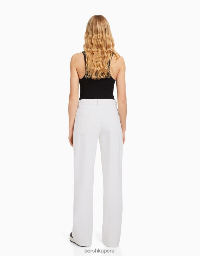 blanco Bershka unisexo vaqueros anchos rotos de los 90 806J6B3955