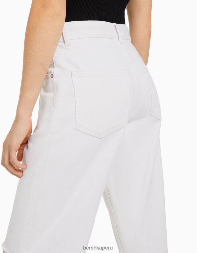blanco Bershka unisexo vaqueros anchos rotos de los 90 806J6B3955