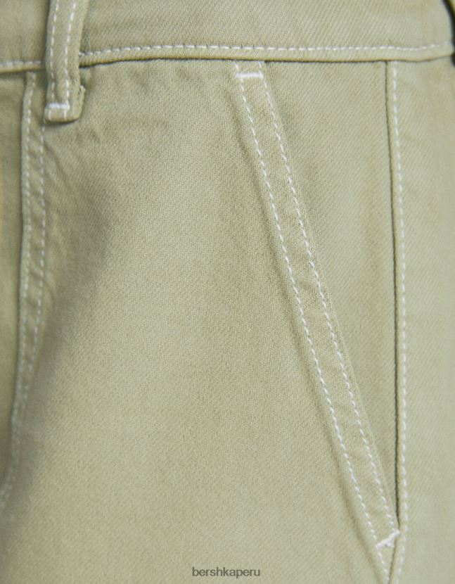 caqui Bershka unisexo Jeans 90s con cinturilla elástica y bolsillo 806J6B3965