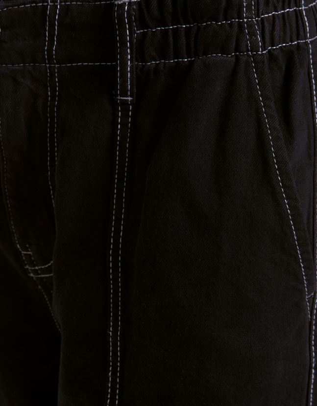 negro Bershka unisexo jeans cargo con pernera ancha y múltiples bolsillos 806J6B4002