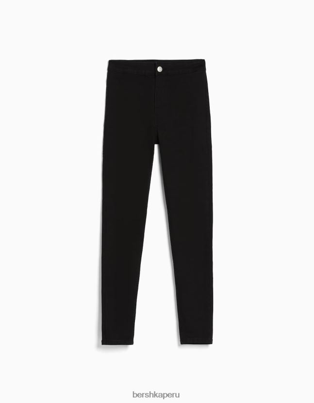 negro Bershka unisexo leggins de mezclilla con tiro superalto 806J6B3936