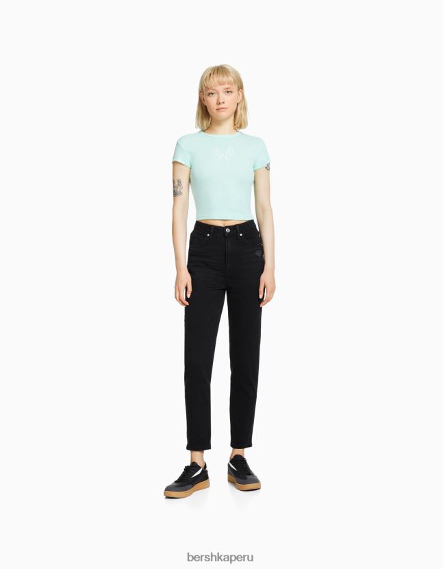 negro Bershka unisexo vaqueros mom slim de corte cómodo 806J6B3921