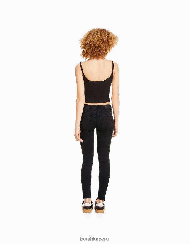 negro Bershka unisexo vaqueros pitillo vintage de tiro bajo 806J6B3975