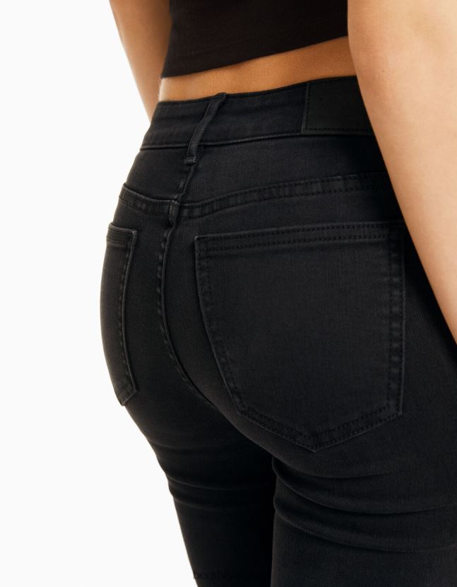 negro Bershka unisexo vaqueros pitillo vintage de tiro bajo 806J6B3975