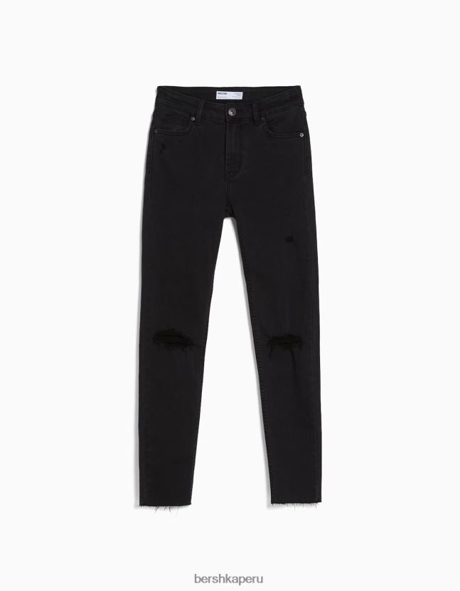 negro Bershka unisexo vaqueros pitillo vintage de tiro bajo 806J6B3975