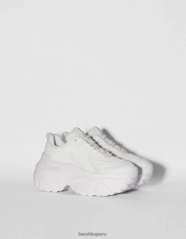 blanco Bershka unisexo deportivas con malla a contraste y suela xl 806J6B4194