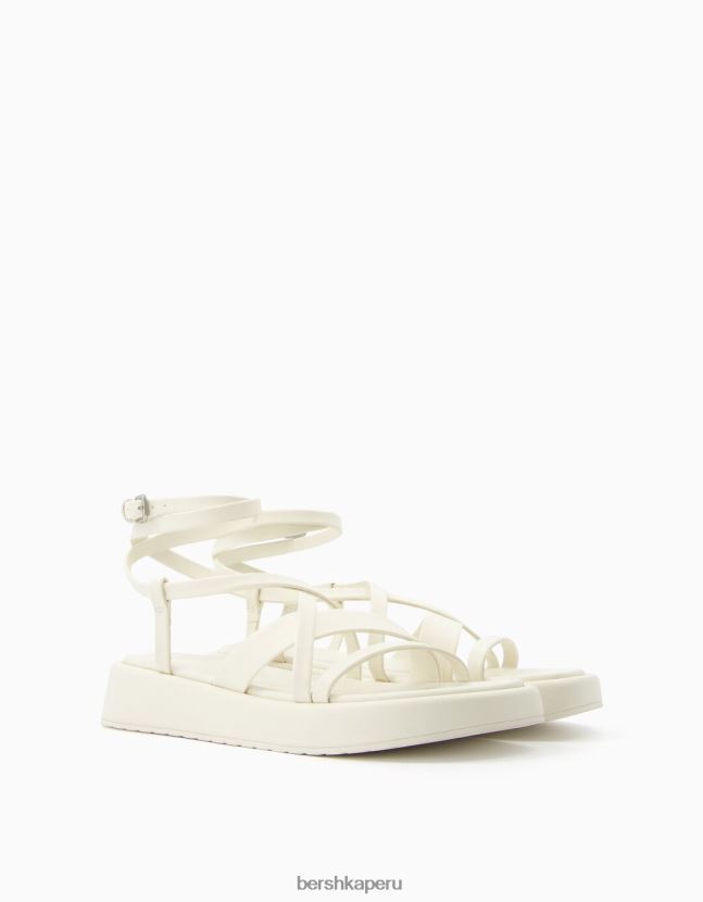 blanco Bershka unisexo sandalias planas de plataforma con correa en el tobillo 806J6B4172