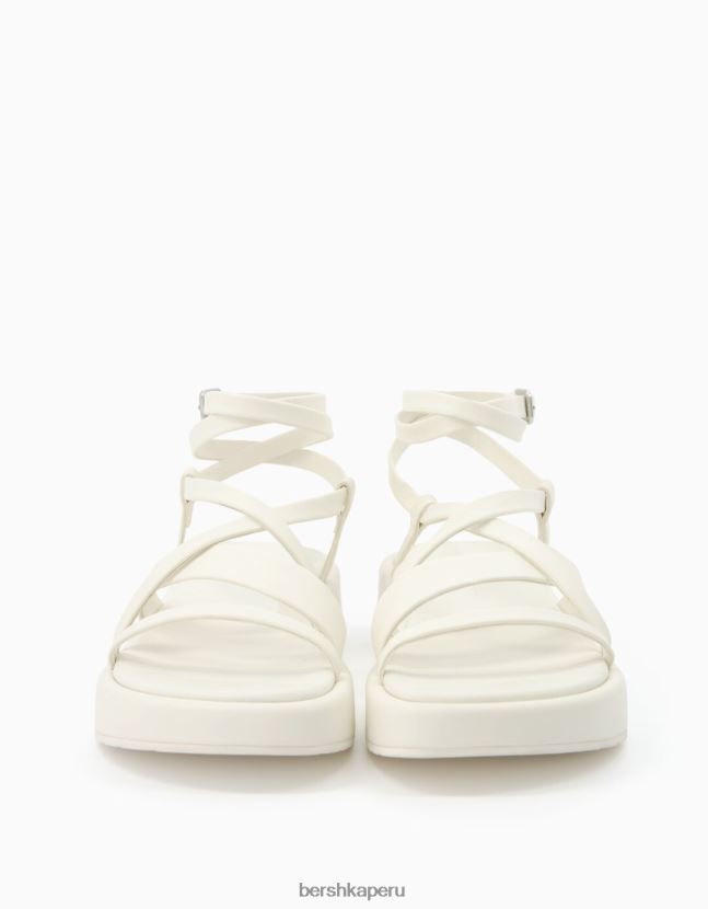 blanco Bershka unisexo sandalias planas de plataforma con correa en el tobillo 806J6B4172
