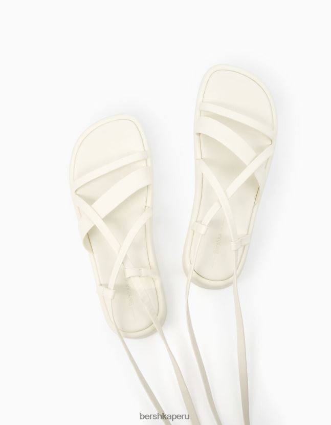 blanco Bershka unisexo sandalias planas de plataforma con correa en el tobillo 806J6B4172