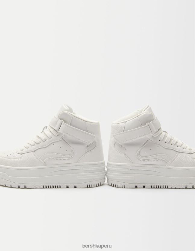 blanco Bershka unisexo zapatillas altas con correa 806J6B4193
