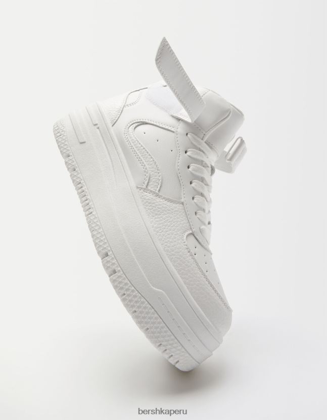 blanco Bershka unisexo zapatillas altas con correa 806J6B4193