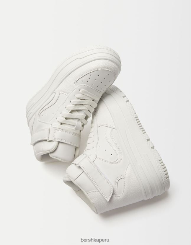 blanco Bershka unisexo zapatillas altas con correa 806J6B4193