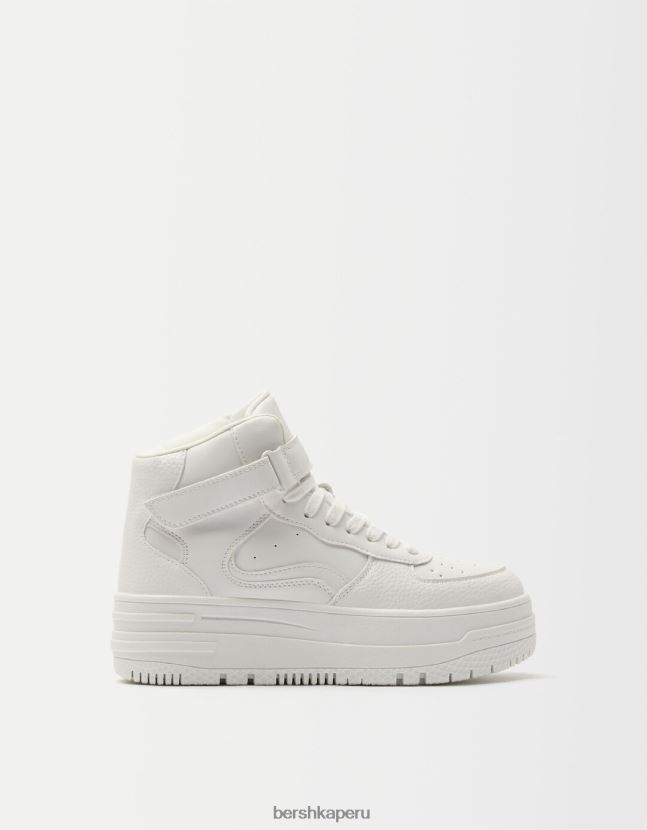 blanco Bershka unisexo zapatillas altas con correa 806J6B4193