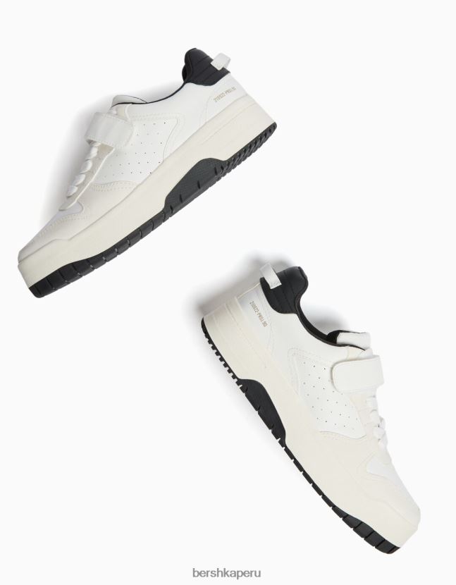 blanco Bershka unisexo zapatillas brogue con detalle de correa 806J6B4195