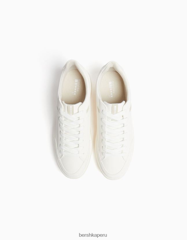 blanco Bershka unisexo zapatillas deportivas con plataforma y detalle de pespuntes 806J6B4186