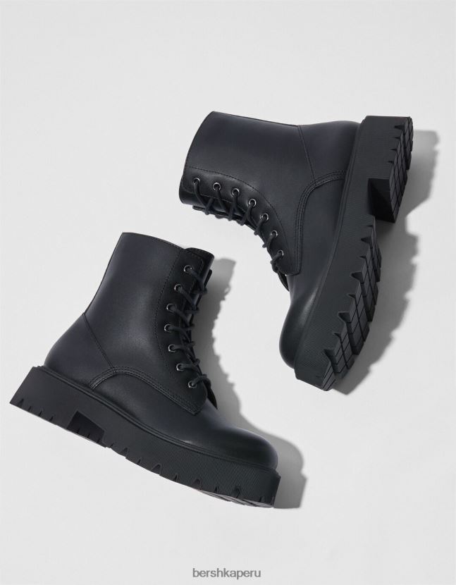 negro Bershka unisexo botines planos con cordones 806J6B4196