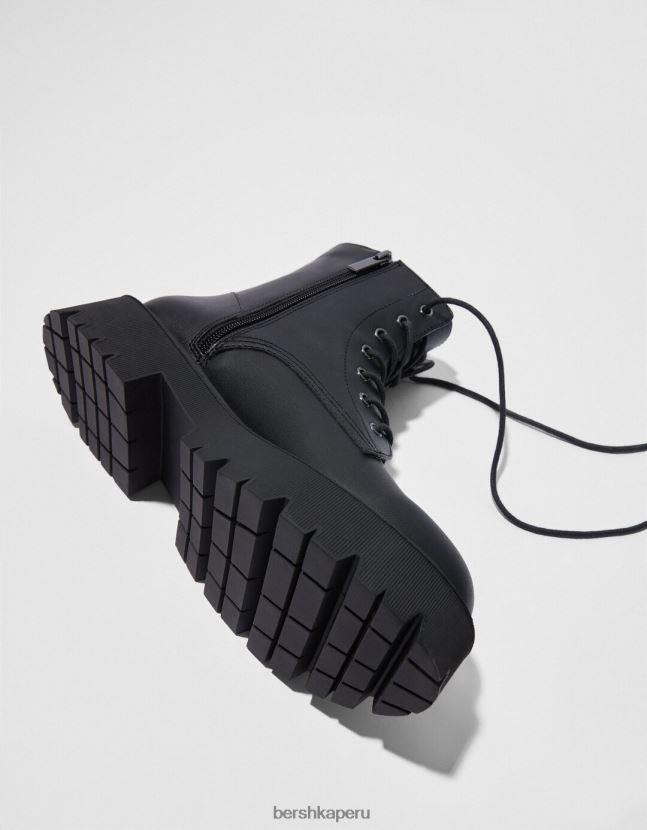 negro Bershka unisexo botines planos con cordones 806J6B4196
