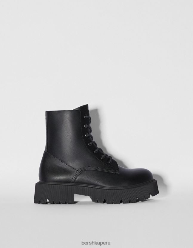 negro Bershka unisexo botines planos con cordones 806J6B4196