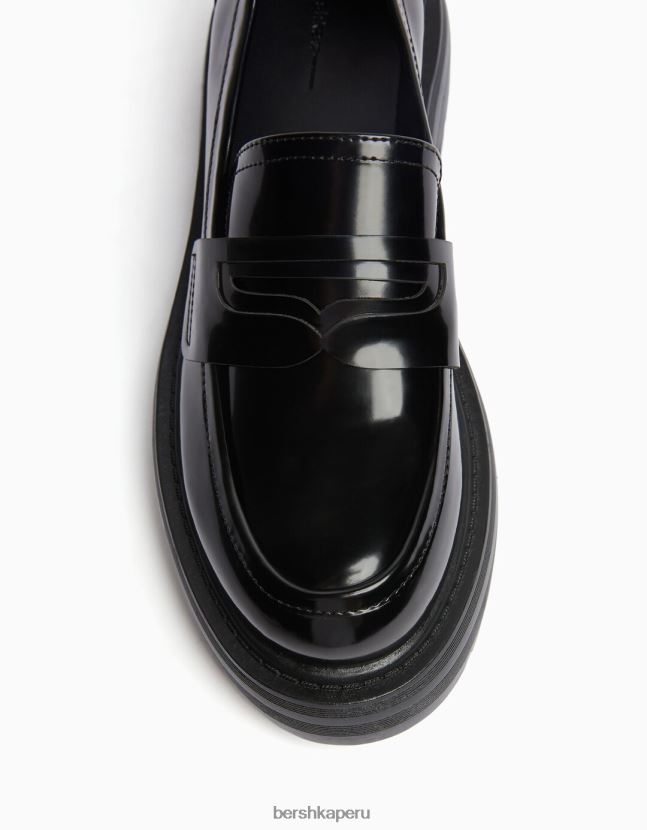 negro Bershka unisexo mocasines con penny strap y suela track 806J6B4198